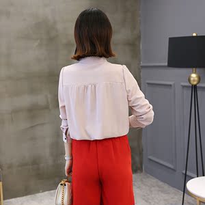7316 áo sơ mi 2018 mới của Hàn Quốc phiên bản của lỏng ve áo hoang dã dài tay nhỏ tươi áo sơ mi nữ đáy áo sơ mi áo sơ mi trắng nữ công sở