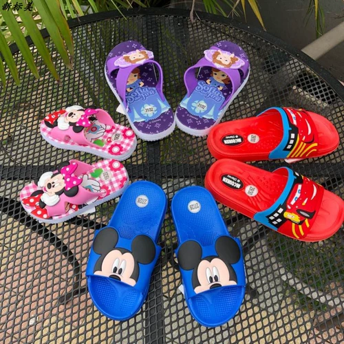 Дисней, детские слайдеры, мультяшные тапочки для отдыха, нескользящие сандалии подходит для мужчин и женщин, коллекция 2022, США