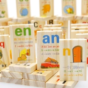 Quả bóng gỗ 90 mảnh chữ Hán của nhân vật Trung Quốc nhận thức domino Trẻ em câu đố giáo dục sớm giáo dục khối gỗ xây dựng đồ chơi