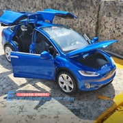 Tesla SUV off-road xe mô hình xe mô phỏng cửa kéo lại hợp kim màu xanh đồ chơi xe con trai - Chế độ tĩnh