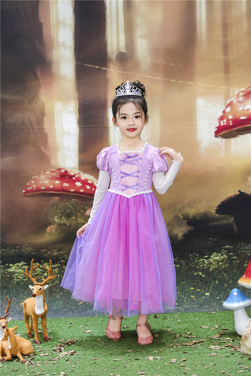 Section 2 Childrencosplay Disney magic hair Strange fate Rapunzel  Long hair Princess Dress adult princess comic full dress dress adult