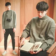 2018 nam mùa đông phiên bản gốc Hàn Quốc mới của nam giới lỏng lẻo đầu cao nửa cổ áo len dày màu áo len dày