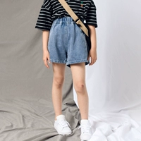 BBW 家 Quần jeans bé gái mùa hè 2019 quần lửng trong quần lửng ống rộng trẻ em retro hot 5 5 - Quần jean bán quần áo trẻ em