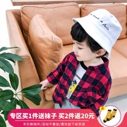 Nhiều áo sơ mi kẻ sọc đỏ 2019 quần áo xuân hè mới cho bé trai áo dài tay cotton bé nhỏ - Áo sơ mi