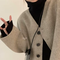 Расширенное шерстяное пальто, японская короткая шерстяная куртка, изысканный стиль, по фигуре