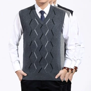 Áo vest nam trung niên dệt kim mùa đông áo len dày cha trung niên mặc áo len không tay giản dị