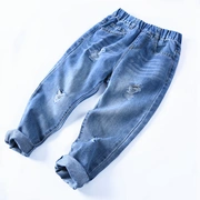 Quần jeans cotton 2019 mới xuân hè cho bé quần dài đơn quần áo trẻ em lỗ quần jeans - Quần jean