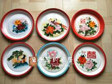 Чашка 老搪瓷茶盘文革花卉老搪瓷盘民俗老物件怀旧收藏农家院摆件装饰