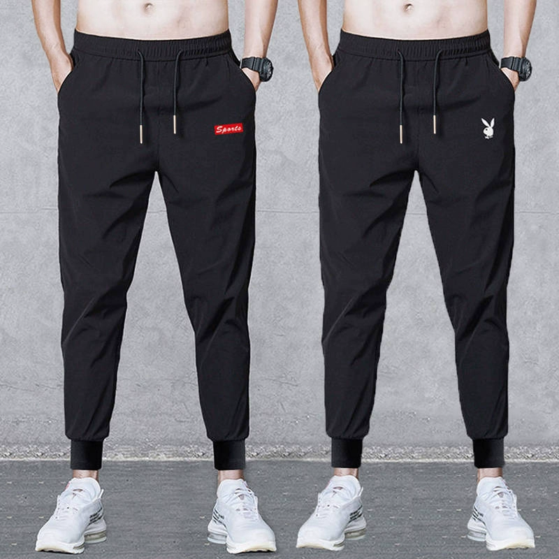 Mùa hè băng lụa mùa hè quần dài nam giản dị quần mỏng Hàn Quốc lỏng thoáng khí quần thun thể thao quần mùa hè - Crop Jeans