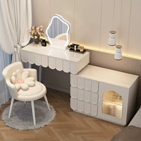 Кремовый туалетный столик, современная и минималистичная регулируемая система хранения для спальни, французский стиль
