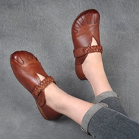 2020 Весна Новый национальный стиль ручной работы на низких каблуках кожаные женские туфли ретро мягкие нижние кроссов