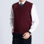 Áo vest nam cổ chữ V màu đơn sắc áo len mùa thu đông mới vest trung niên vest không tay áo len trung niên