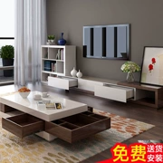 Bàn cà phê Bắc Âu Tủ TV đa chức năng lưu trữ có thể thu vào căn hộ nhỏ phòng khách hoàn chỉnh bộ đồ nội thất lắp ráp tủ tường
