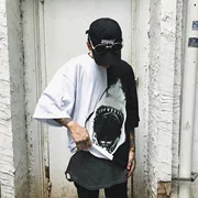 Châu âu và Hoa Kỳ hip-hop thời trang đường phố thương hiệu ngắn tay nam Hàn Quốc phiên bản của lỏng lẻo năm và một nửa tay áo nữ vài mùa hè ăn mặc bảy điểm trong tay áo t-shirt