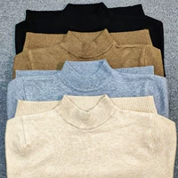 Mẫu mùa thu và mùa đông sợi mịn phiên bản Hàn Quốc của người đàn ông tự dệt đan đầu áo sơ mi nửa cổ áo trường trung quan ao nam
