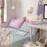 Ins tome pourge blue клетка цельная хлопчатобумажная подушка 48*74 набор для одиночной подушки для спальни для спальни.