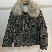 Mùa đông 2018 phiên bản Hàn Quốc của áo len kẻ sọc nhỏ trùm đầu lỏng lẻo dành cho nữ phần ngắn Áo khoác len gió Hepburn nữ - Áo Hàn Quốc