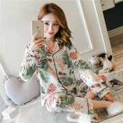 Bộ đồ ngủ nữ mùa thu tay dài hai mảnh phù hợp với phiên bản Hàn Quốc của phần mỏng tươi mát và ngọt ngào dễ thương bên ngoài mặc cotton phục vụ mùa xuân