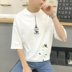 Bảy điểm tay áo của nam giới t-shirt Hàn Quốc phiên bản của sinh viên xu hướng cá tính lỏng 7 điểm trong áo dài tay 5 điểm quần áo ngắn tay Áo phông dài