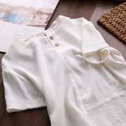 Áo thun cotton ngắn tay cho bé trai và cotton 2019 hè Trung Quốc phong cách nữ trẻ em lỏng lẻo retro áo sơ mi nửa tay - Áo sơ mi