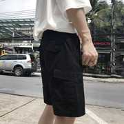 Quần short nam 2019 mới nhiều túi giản dị 5 quần nam dụng cụ quần short nam xu hướng quần Hồng phong cách rắn - Quần short