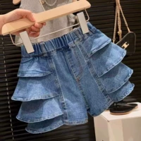 Летняя детская джинсовая юбка для отдыха, в корейском стиле, в западном стиле