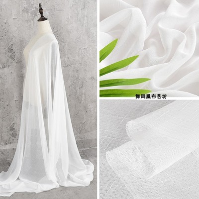 taobao agent White semi -transparent white bamboo festival curtain fabric cloth hard rough old cotton and linen pattern mesh clothing design fabric