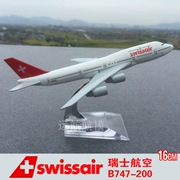 16 cm hợp kim máy bay mô hình Swissair B747-200 Thụy Sĩ mô phỏng nước ngoài máy bay chở khách tĩnh máy bay mô hình mô hình bay