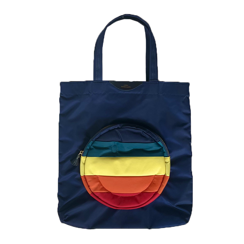Royal BlueANYA Anya Smiling face bag tote Tot blink rainbow reticule Shopping bag commute britain Minority brand