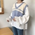 Mùa thu của phụ nữ 2018 mới của Hàn Quốc phiên bản của đèn lồng lỏng tay áo dài tay áo sơ mi trắng áo sơ mi nữ + đan vest triều Áo sơ mi dài tay