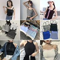 Mùa hè Hàn Quốc ulzzang retro thời trang yếm trong nữ đoạn ngắn Slim hoang dã top áo sơ mi sinh viên áo vest nữ