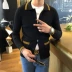 2018 đầu thu mỏng áo len dệt kim áo len Anh quý ông cao co giãn vải retro áo sơ mi nam áo blazer nam Cardigan