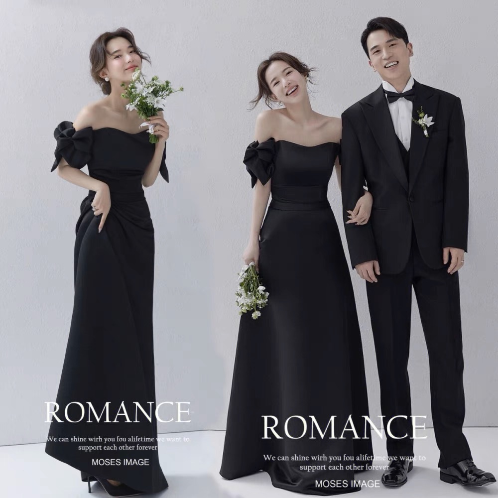 Retro clothing suitable for photo sessions, black wedding dress indoor for beloved, french style