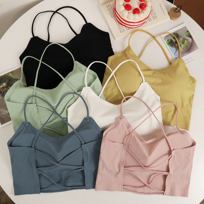 taobao agent Tank top, top with cups, silk tube top, jacket, autumn, beautiful back