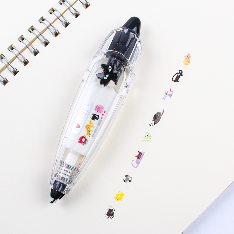 Black Catlace Correction tape Stickers grow up album diy manual Stickers children Record book Hand book diary decorate
