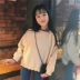 Đầu mùa thu của phụ nữ Hàn Quốc phiên bản của tai gỗ nửa cao cổ áo thun sinh viên áo len lỏng giản dị mỏng dài tay áo sơ mi áo khoác áo kiểu nữ đẹp tuổi 30 Áo len