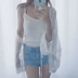Mùa hè Hàn Quốc phiên bản của quan điểm lỏng lẻo dây đeo dài tay kem chống nắng quần áo voan áo sơ mi ngắn cardigan áo jacket + sling nữ Áo khoác ngắn