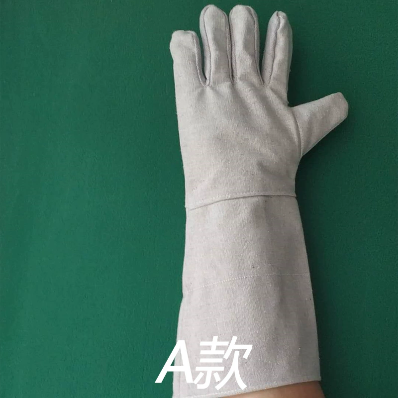 Găng tay vải đầy đủ hai lớp mở rộng máy móc thợ hàn bông dày chống mài mòn găng tay bảo hộ lao động nhà sản xuất vật tư găng tay công nghiệp găng tay sợi trắng 