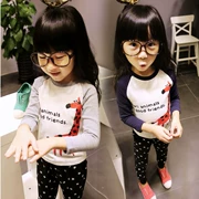 2018 mùa xuân và Hàn Quốc phiên bản của trẻ em mới của quần áo nữ áo trẻ em phim hoạt hình hươu in vòng cổ dài tay áo đáy áo triều