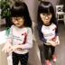 2018 mùa xuân và Hàn Quốc phiên bản của trẻ em mới của quần áo nữ áo trẻ em phim hoạt hình hươu in vòng cổ dài tay áo đáy áo triều Mùa xuân
