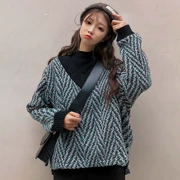 Mùa thu đông 2018 phiên bản mới của Hàn Quốc của chiếc áo len lửng cổ chữ V hoang dã đan len áo len đầu len áo khoác nữ sinh viên thủy triều