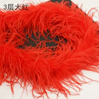 4 слоя красной зашифрованной полоски для волос с страусом