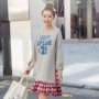 Quần áo Handu 2018 Phụ nữ Hàn Quốc mùa thu mới Một chiếc váy in chữ kẻ sọc OY8340 Huân - A-Line Váy đầm xòe