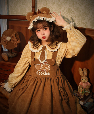 taobao agent Genuine retro doll, new collection, Lolita style, doll collar, with little bears, long sleeve