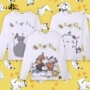 Quần áo sân sau của mèo xung quanh Anime áo thun dài tay dễ thương Demi Hai chiều dài tay nam nữ trang phục hoạt hình hình dán sticker công chúa