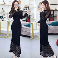 Модное демисезонное кружевное приталенное вечернее платье, длинная юбка, 2020