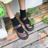 Giày nam mang phong cách retro ở miền Nam Nam Giày đế bằng của phụ nữ Nhật Bản Mary Jane Giày đế thấp để giúp giày đế xuồng đại học guốc nữ