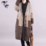 Trẻ em cũng mùa đông mới của phụ nữ lỏng lẻo Hàn Quốc khâu phụ nữ đan áo len đơn ngực áo len - Áo len cổ chữ V