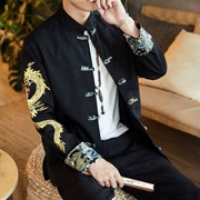 Phong cách Trung Quốc Tang phù hợp với áo khoác áo choàng rồng của nam giới Phong cách Trung Quốc thêu mùa xuân và mùa thu Áo khoác Hanfu xu hướng lỏng lẻo Trung Sơn phù hợp với hàng đầu