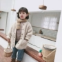 Quần áo trẻ em màu cam Hàn Quốc 2019 cô gái mới mùa thu và mùa đông giả lông cừu áo khoác trẻ em nước ngoài trẻ em áo bông - Áo khoác áo dạ trẻ em